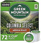 72 Count Green Mountain Coffee Roasters Colombia Select, Single-Serve Keurig K-Cup Pods $27