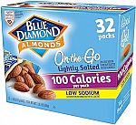 32 Packs Blue Diamond Almonds Low Sodium Lightly Salted Snack Nuts, 100 Calorie Packs, 0.6 Ounce $11.60