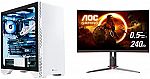 Thermaltake Glacier 360 Liquid-Cooled Desktop (Ryzen 5 5600X 16GB 1TB RTX 3060) & AOC C27G2Z 27" Curved Frameless Gaming Monitor $1149.98