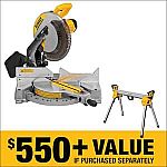 DEWALT 15 Amp Corded 12 in. Single Bevel Compound Miter Saw with 500 lbs. Capacity Compact Miter Saw Stand $279