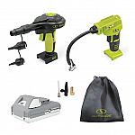 Sun Joe + Auto Joe 24V Cordless High Volume Inflator & Portable Air Compressor + Battery & Charger $30