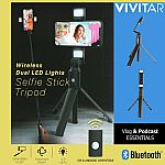 Vivitar VIV2L36 Wireless Dual LED Light 36" Extendable Selfie Stick $3