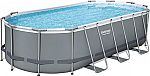 Bestway Power 18' x 9' x 48" Oval Metal Frame Outdoor Swimming Pool Set $199.99