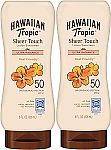 2-pack Hawaiian Tropic Sheer Touch Lotion Sunscreen SPF 50, 8oz $9.70 and more