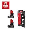 2-Pack Milwaukee M12 12V Lithium-Ion XC Extended Capacity 4.0 Ah Battery with Wall Plate & Rack $99