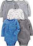 5-Pack Simple Joys by Carter's Unisex Babies' Long-Sleeve Bodysuit $13.10