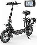 Gyroor Foldable Electric Scooter with Seat 450W 20mi Range 15.5Mph $169.99