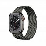 Apple Watch Series 8 GPS + Cellular 41mm Stainless Steel Case with Milanese Loop $329