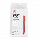 12-Pk TRU RED Pen Permanent Markers, Fine Tip Red or Blue $1.44