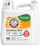 140 Fl oz Arm & Hammer Sensitive Skin Free & Clear Liquid Laundry Detergent $7.90 and more