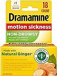 18 Count Dramamine Non-Drowsy, Motion Sickness Relief $4.20 and more