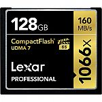 128GB LEXAR Professional 1066x CompactFlash Memory Card $55 and more