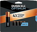 12-Ct Duracell Optimum AA Batteries $4