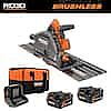 RIDGID 18V Brushless Cordless 6.5" Track Saw with 18V 6.0 Ah and 4.0 Ah MAX Output Batteries and Charger Kit with Bag $369