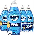 4x19.4oz Dawn Ultra Dishwashing Liquid Dish Soap + 2 Scratch Sponge $11.60