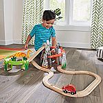 KidKraft Adventure Tracks: Dino World Volcano Escape 32-pc. Wooden Train Track and Vehicle Play Set $20