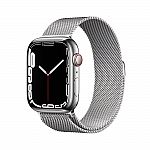 Apple Watch Series 7 GPS + Cellular, 45mm Silver Stainless Steel Case with Silver Milanese Loop $459