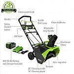 Greenworks 40V 20" Brushless Snow Blower + 4.0 Ah Battery + Charger $159