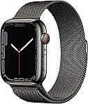 Apple Watch Series 7 [GPS + Cellular 45mm] Smart watch w/ Graphite Stainless Steel Case with Graphite Milanese Loop $429