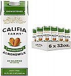 6-Pk Califia Farms 32 Oz Unsweetened Almond Milk $9.67