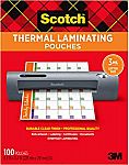100-Pack Scotch Thermal Laminating Pouches (Letter Size, TP3854-100) $11.28