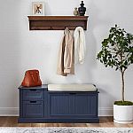 Home Decorators Collection 36" Walnut Wood Floating Decorative Wall Shelf with Hooks $59.50 shipped