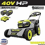 RYOBI 40-Volt HP Brushless 21" Whisper Series Cordless Push Mower w/(2) 6.0 Ah Batteries $699 (save $150)