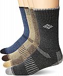 4-Pack Columbia Men's Moisture Control Ribbed Crew Socks $7.15