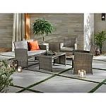 StyleWell Park Trail Grey 4-Piece Wicker Patio Conversation Set with Light Brown Cushions $181