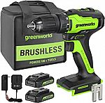Greenworks 24V Brushless Cordless 1/2-Inch Drill / Driver with 2 1.5Ah Batteries $60