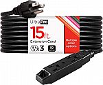 UltraPro 15 Ft Extension Cord 16 Gauge 3-Outlet Power Strip $8.51