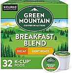 64-Ct Green Mountain Coffee Roasters Decaf Breakfast Blend K-Cup Pods $14
