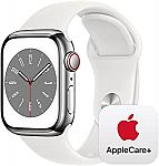 Apple Watch Series 8 GPS + Cellular 41mm Silver Stainless Steel Case with AppleCare+ $490