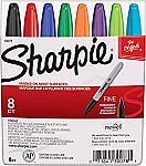 Sharpie 30078 Permanent Markers, Fine Point, Classic Colors, 8 Count (Assorted) $5
