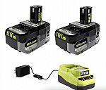 2-pack RYOBI ONE+ 18V HIGH PERFORMANCE Lithium-Ion 4.0 Ah Battery $79
