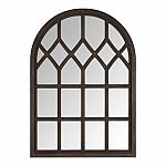 Arched Dark Stained Wood Windowpane Antiqued Classic Accent Mirror $68.70