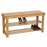 Household Essentials Bamboo 2-Shelf Storage Bench Seat $20.56