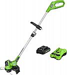 Greenworks 24V 12" Cordless String Trimmer / Edger, 2.0Ah Battery and Charger Included $49