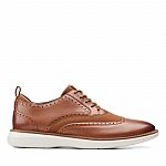 Clarks Men's Brantin Wing Brown Leather Oxford Sneaker Shoes $40