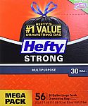 56-Count 30-Gallon Hefty Strong Large Trash Bags $11.57