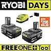 RYOBI ONE+ 18V Two 4Ah batteries, charger + Cordless 1/2 in. x 18 in. Belt Sander (Tool Only) $99