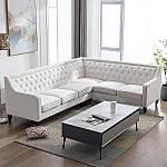 Harper & Bright Designs 98.4 in Wide Slope Arm Chenille Luxury Modern Style L-Shaped Corner Sofa $630 and more