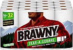 16 Double Rolls of Brawny Tear-A-Square Paper Towels $22.38