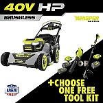 RYOBI 40V HP Brushless Whisper Series 21" All Wheel Drive Mower + FREE Blower or String Trimmer $799