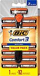 BIC Comfort 3 Disposable Razor + 12 Cartridges $6.44
