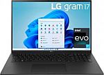 LG gram 17 17" WQXGA Ultra lightweight Laptop (i7-1260P 16GB 1TB SSD) $999.99