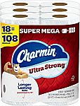 18-Count Charmin Super Mega Rolls Ultra Strong Toilet Paper $19.89