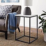 Walker Edison 16 Inch Modern Open Square Wood Side End Accent Table, Marble $36