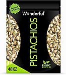 48 Oz Wonderful Pistachios In-Shell, Roasted & Salted Nuts $13.81 and more