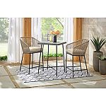 Hampton Bay Haymont 3-Piece Steel Wicker Outdoor Patio Bistro Set with Beige Cushions $210